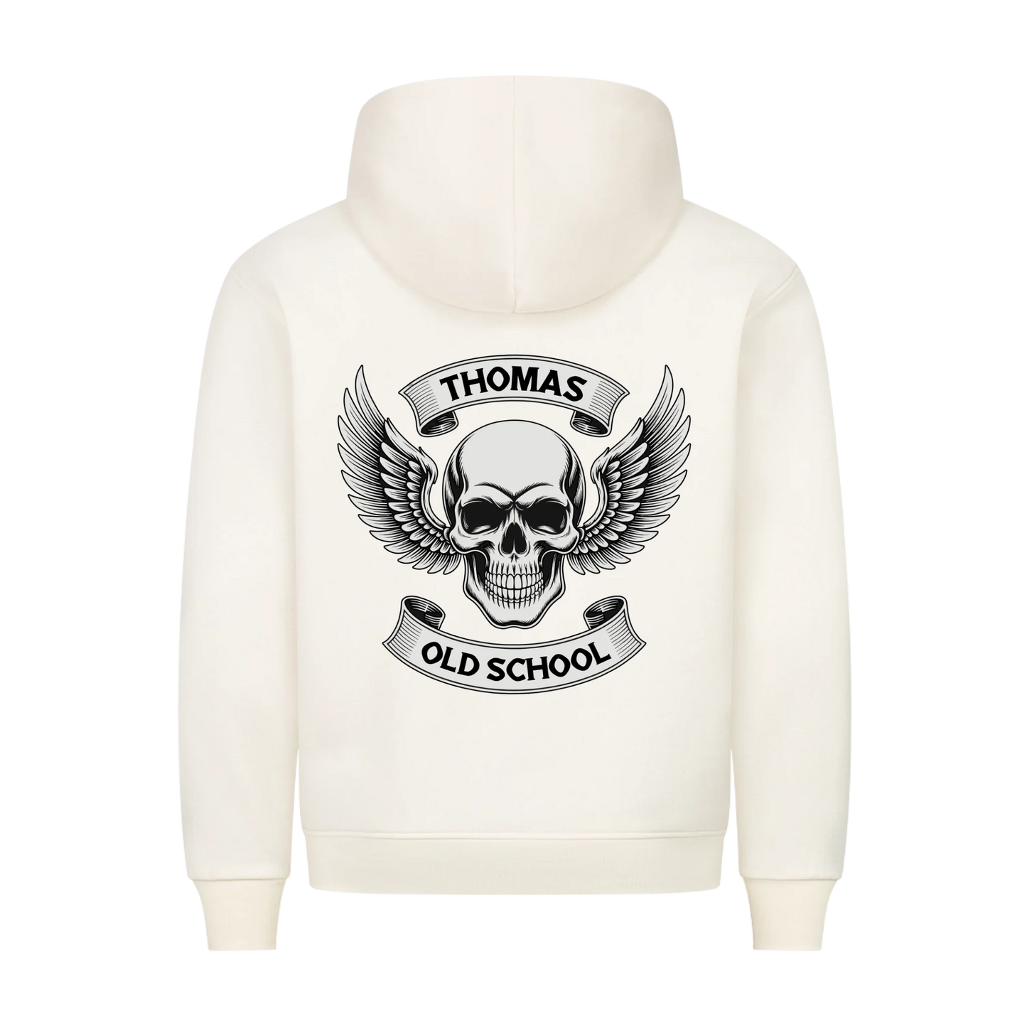 Old School Schädel mit Flügel personalisiert Premium Hoodie