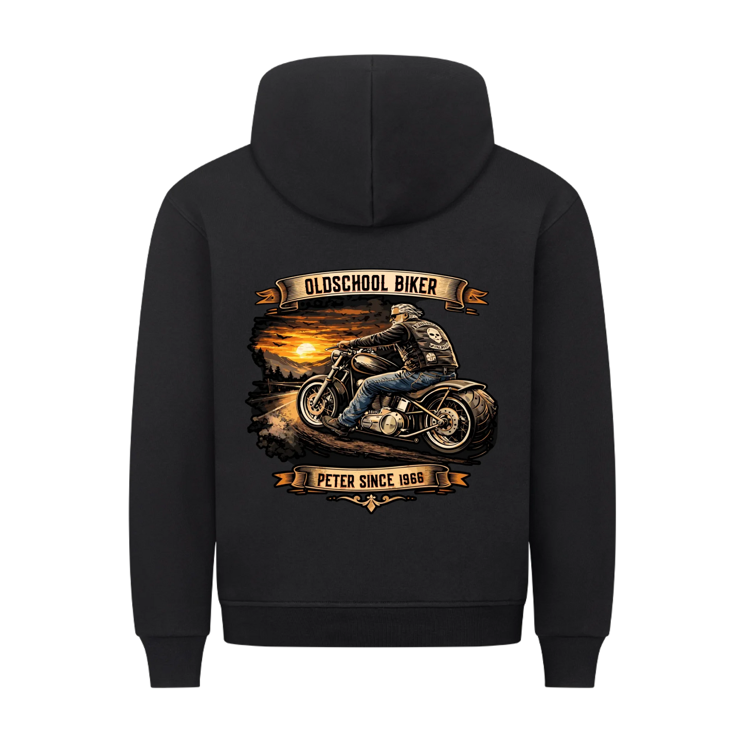 Oldschool Biker Horizont personalisiertes Premium Hoodie
