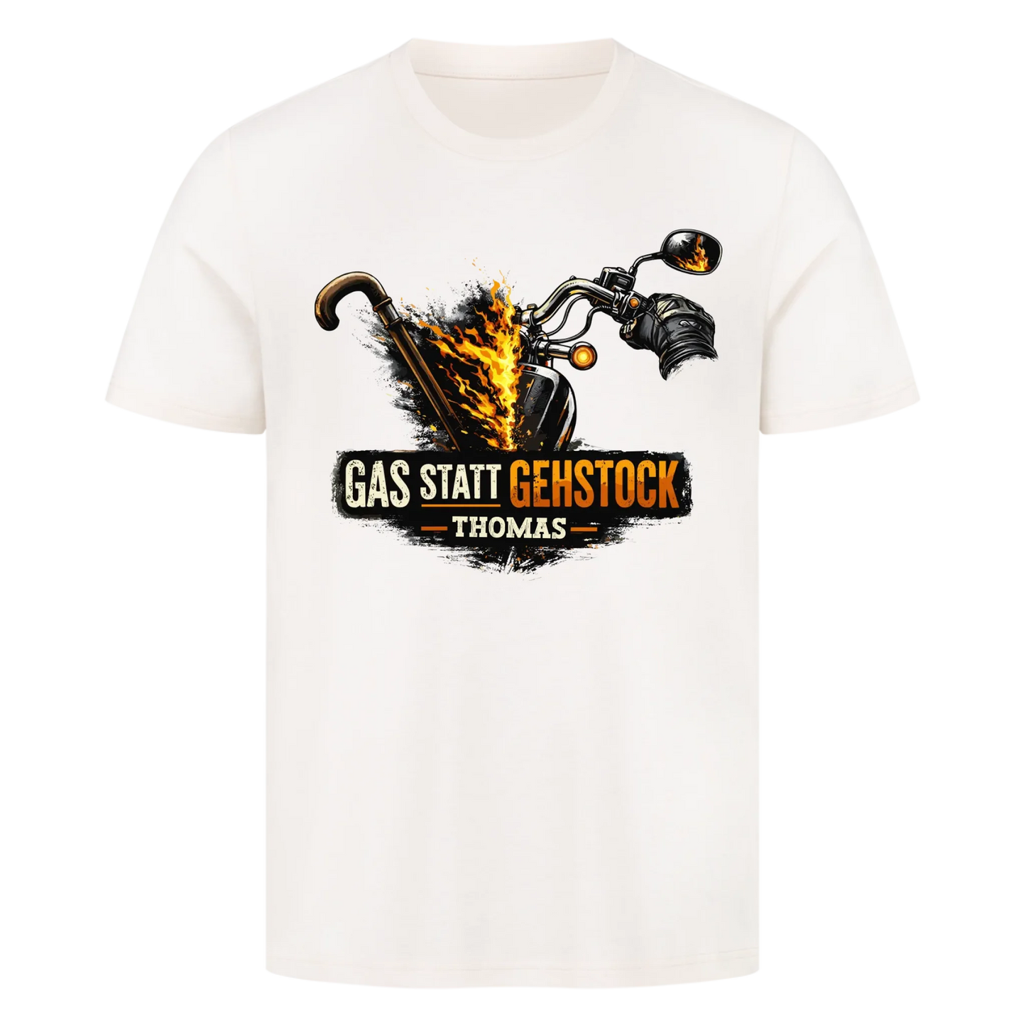 Gas statt Gehstock personalisiertes Premium T-Shirt