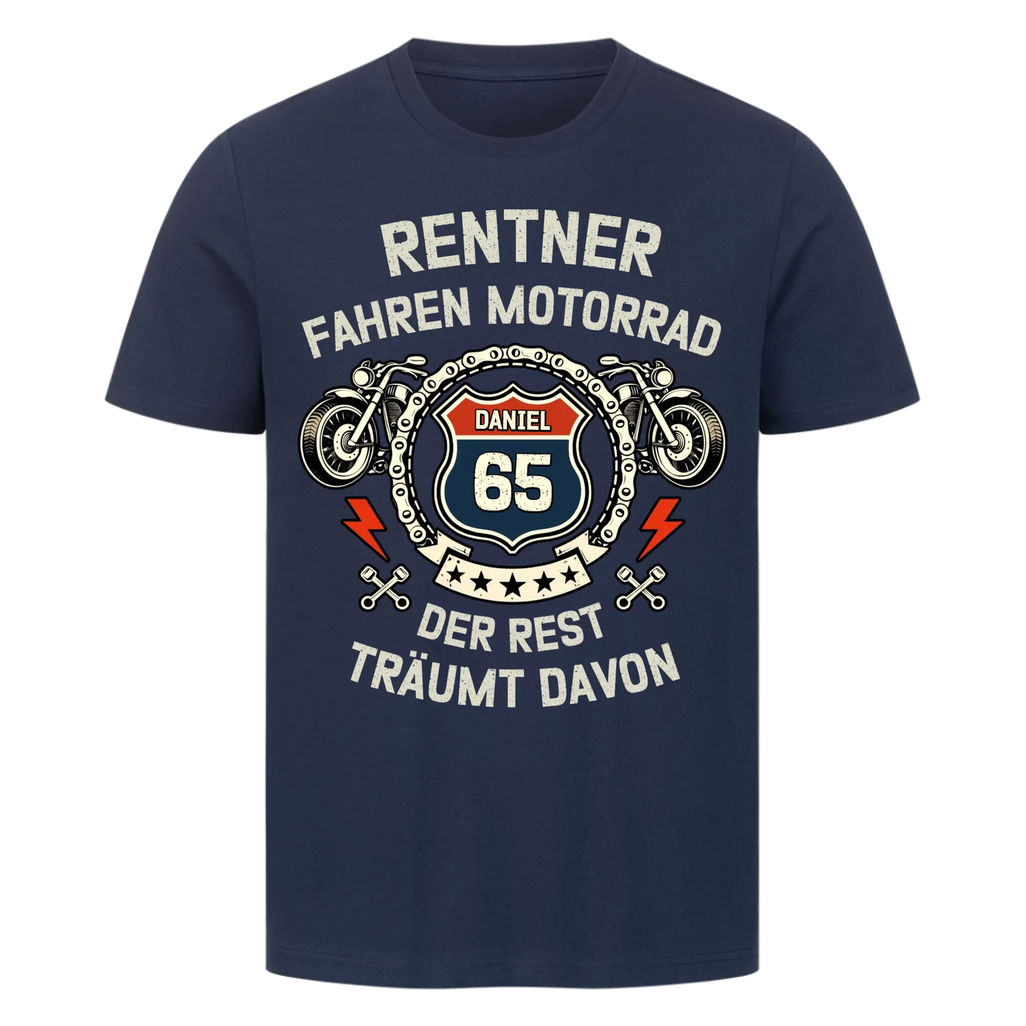 Rentner fahren Motorrad personalisiertes Premium T-Shirt