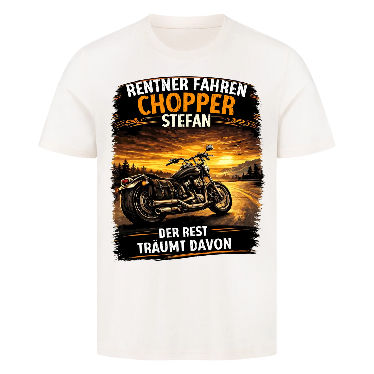 Rentner Fahren Chopper personalisiertes Premium T-Shirt