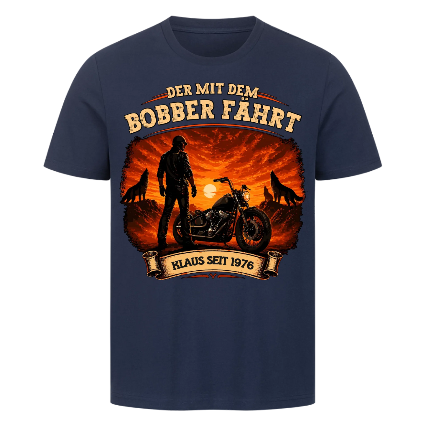 Der mit dem Bobber fährt personalisiertes Premium T-Shirt