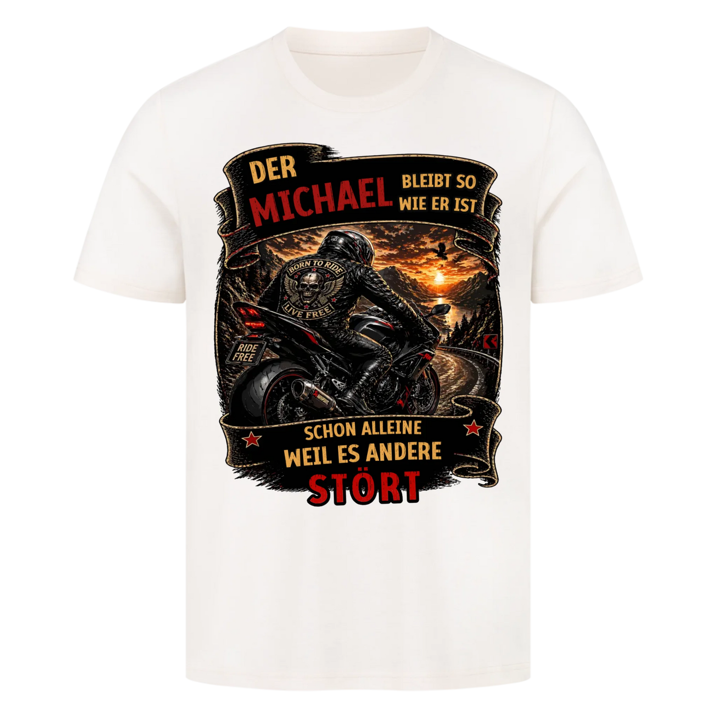 Bleib wie du bist Sportbike personalisiert Retro Premium T-Shirt