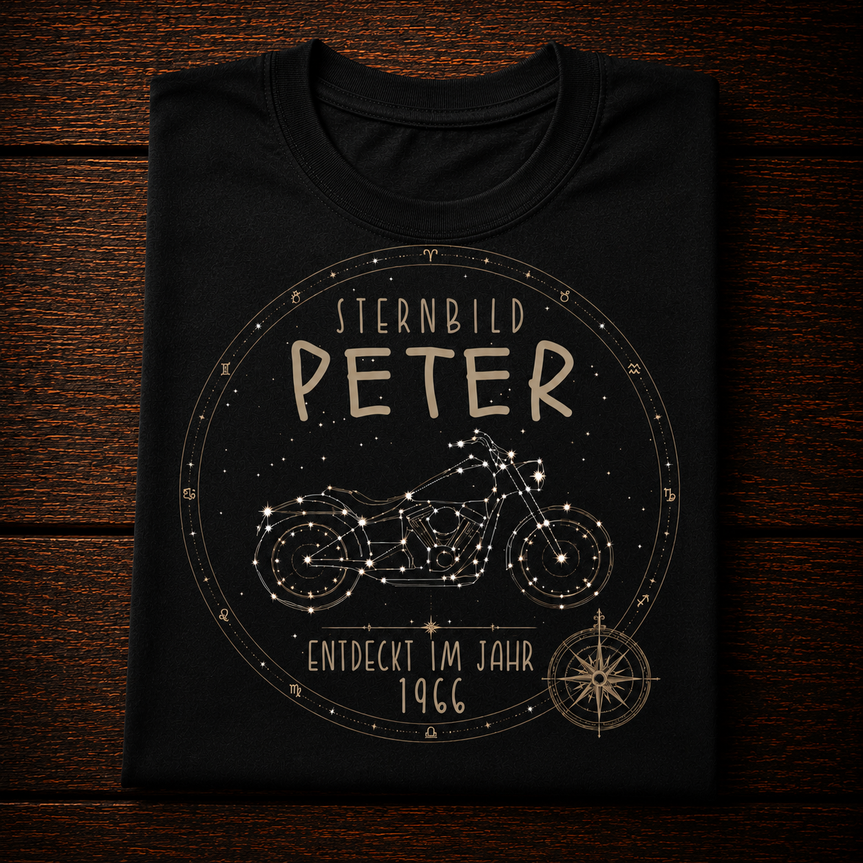 Motorrad Sternbild Premium Shirt personalisiert mit Name & Geburtsjahr