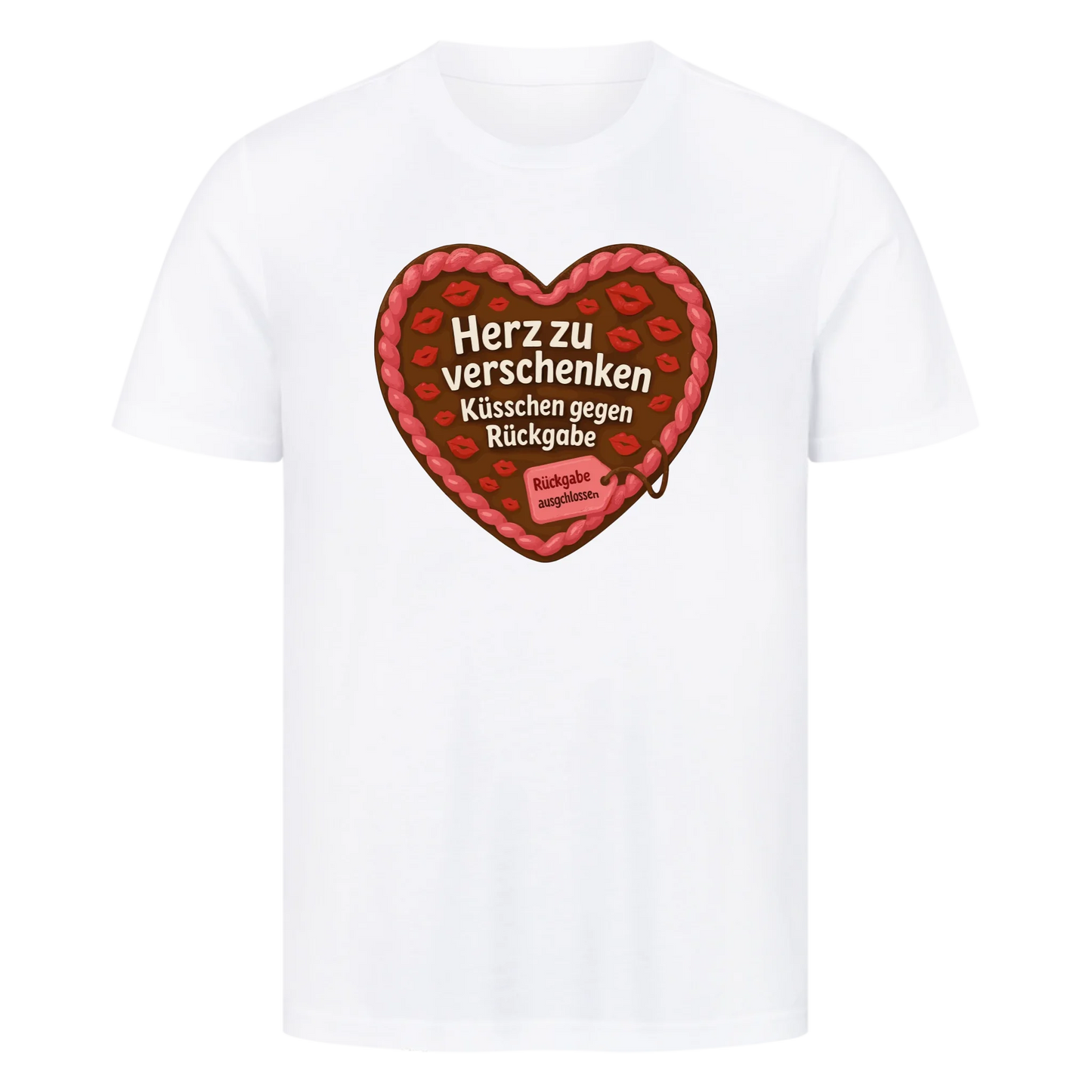 T-Shirt Herz zu verschenken Küsschen gegen Rückgabe