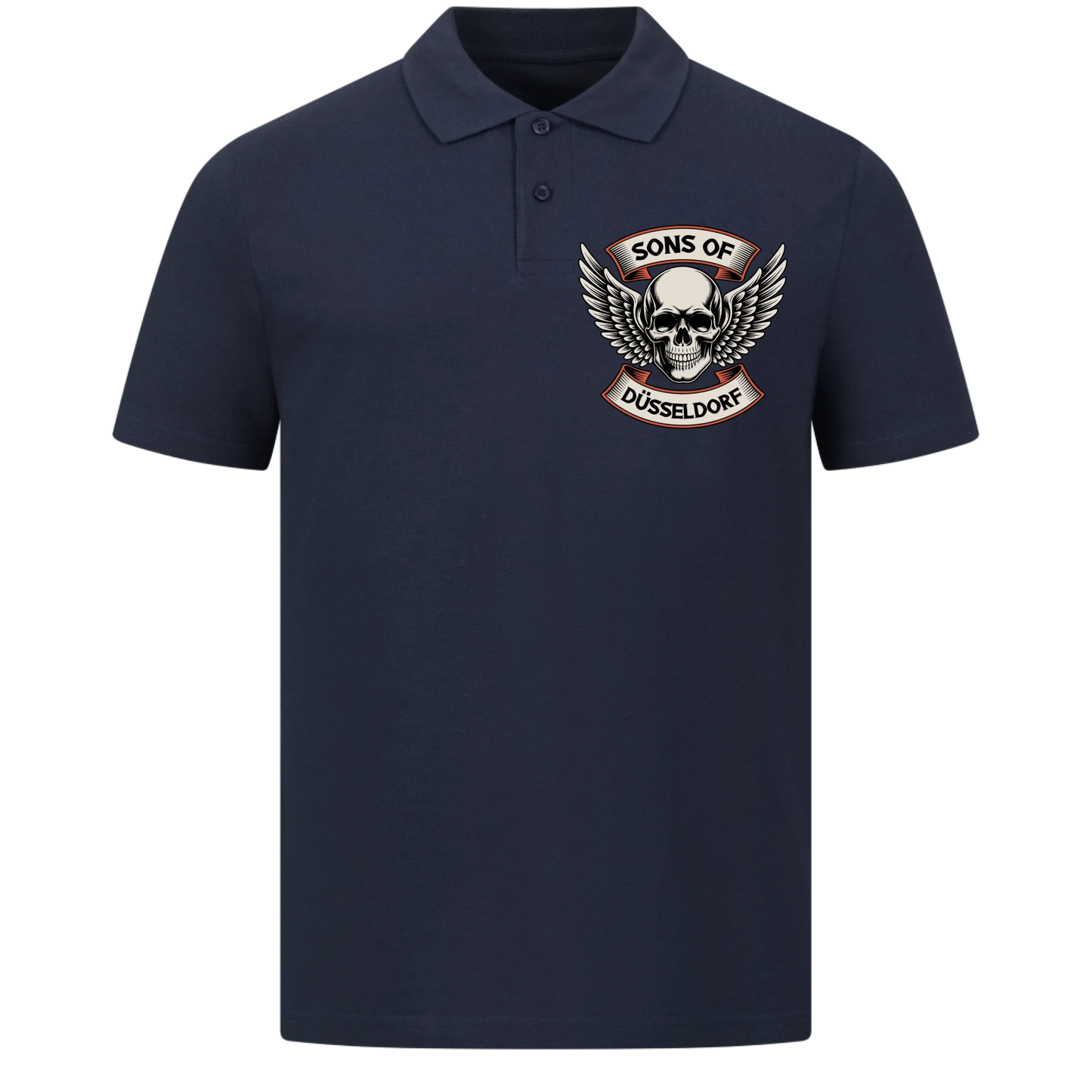 Sons of [Ort] BORN TO RIDE – Personalisiertes Biker Poloshirt Brustlogo