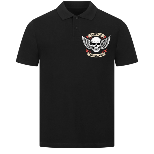 Sons of [Ort] [deine Stadt] BORN TO RIDE – Personalisiertes Biker Poloshirt Brustlogo beidseitiger Druck