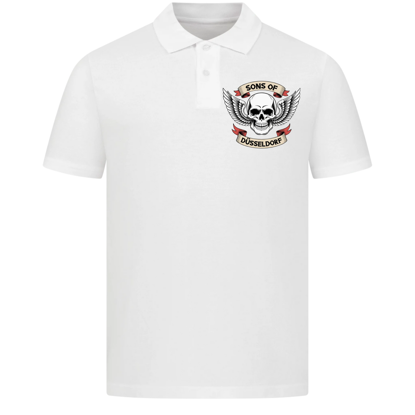 Sons of [Ort] [deine Stadt] BORN TO RIDE – Personalisiertes Biker Poloshirt Brustlogo beidseitiger Druck