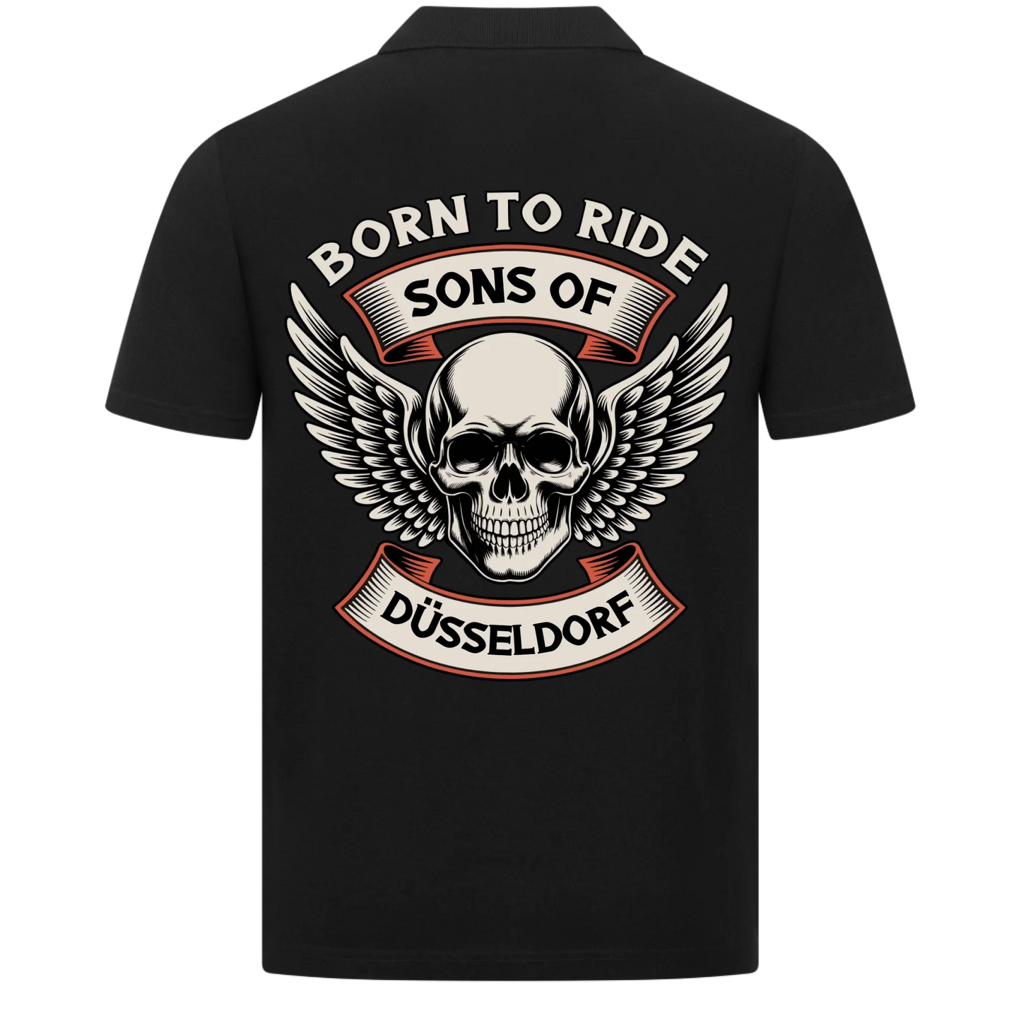 Sons of [Ort] BORN TO RIDE – Personalisiertes Biker Poloshirt Brustlogo