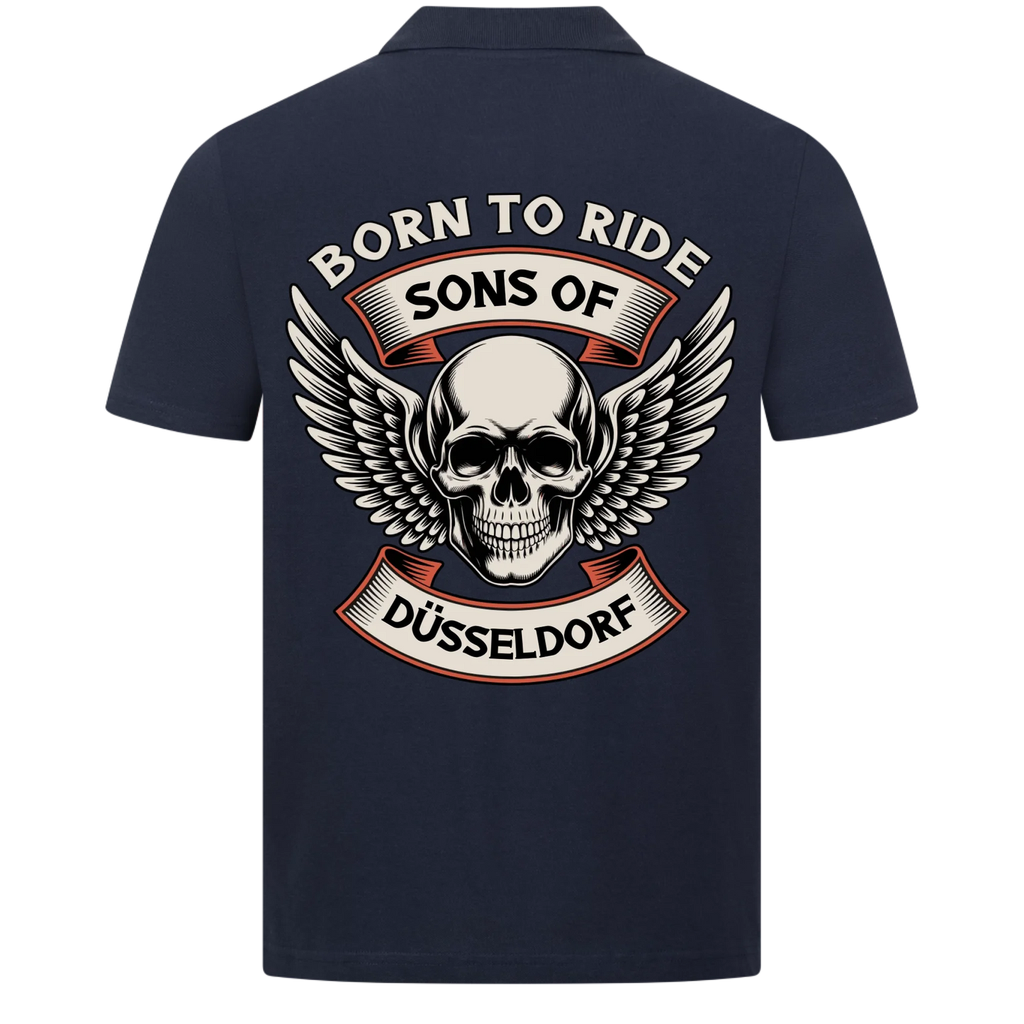 Sons of [Ort] BORN TO RIDE – Personalisiertes Biker Poloshirt Brustlogo