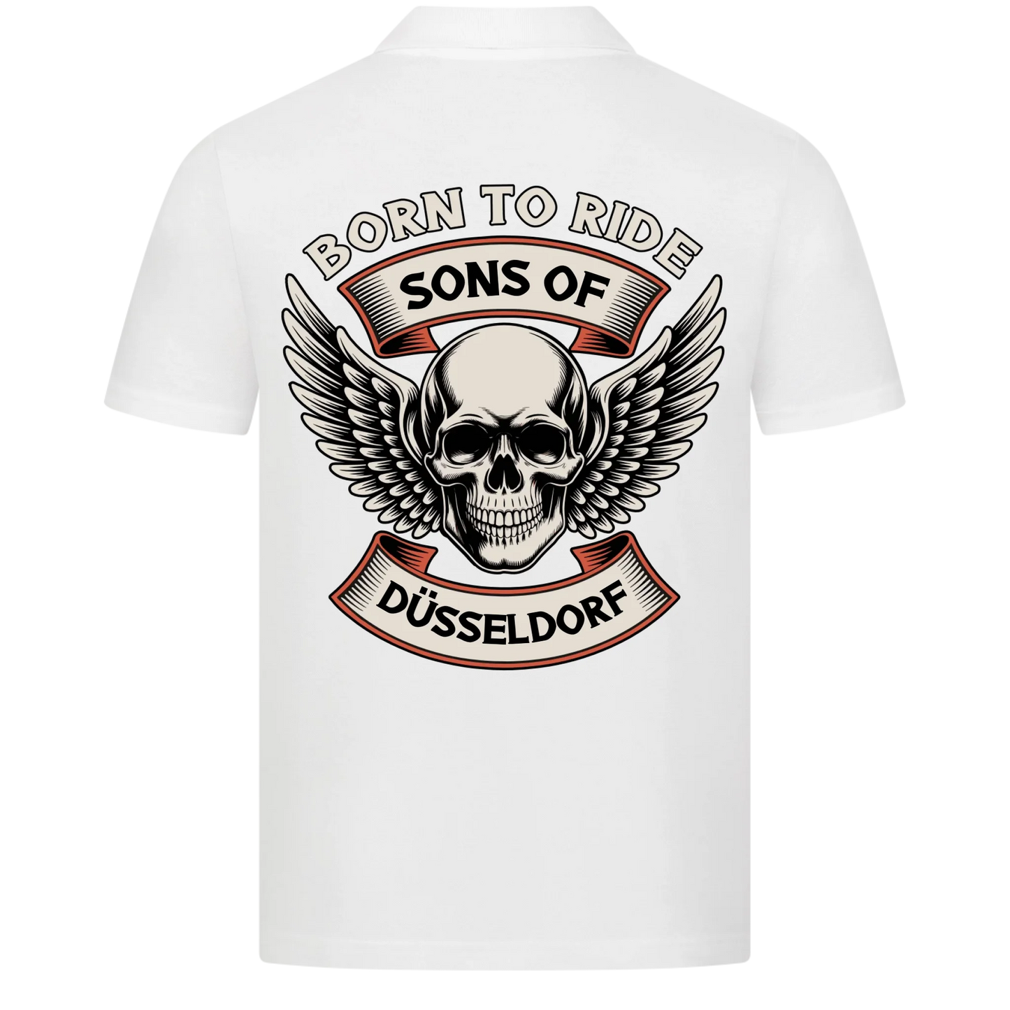Sons of [Ort] BORN TO RIDE – Personalisiertes Biker Poloshirt Brustlogo
