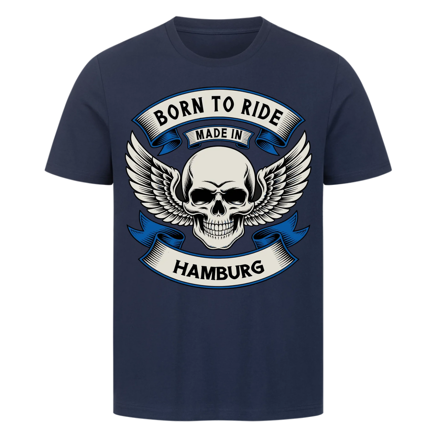 Born to ride made in [Ort] – Personalisiertes Biker Premium T-Shirt