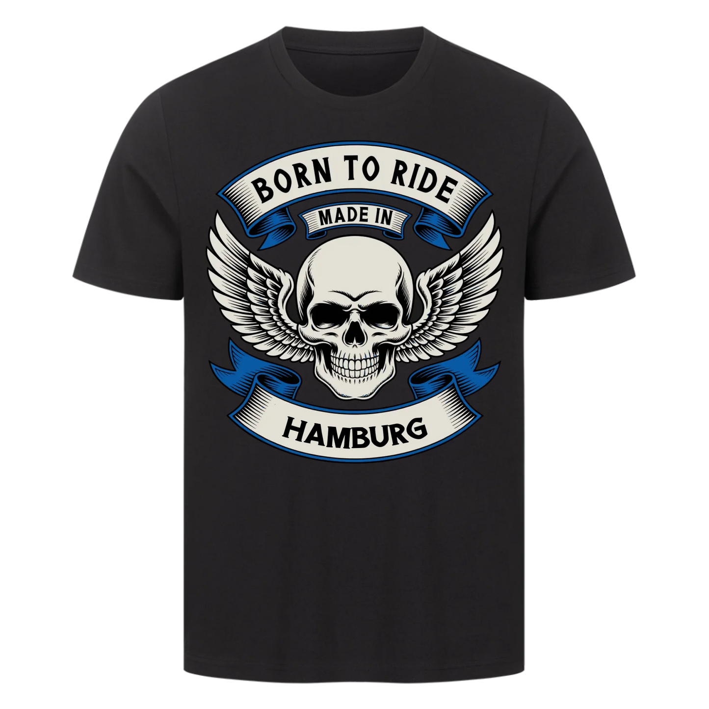 Born to ride made in [Ort] – Personalisiertes Biker Premium T-Shirt