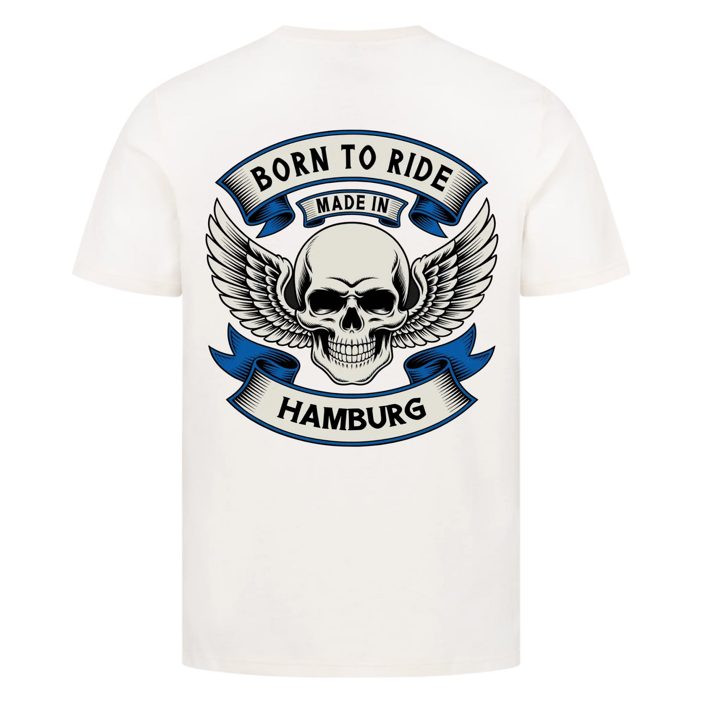 Born to ride made in [Ort] – Personalisiertes Biker Premium T-Shirt