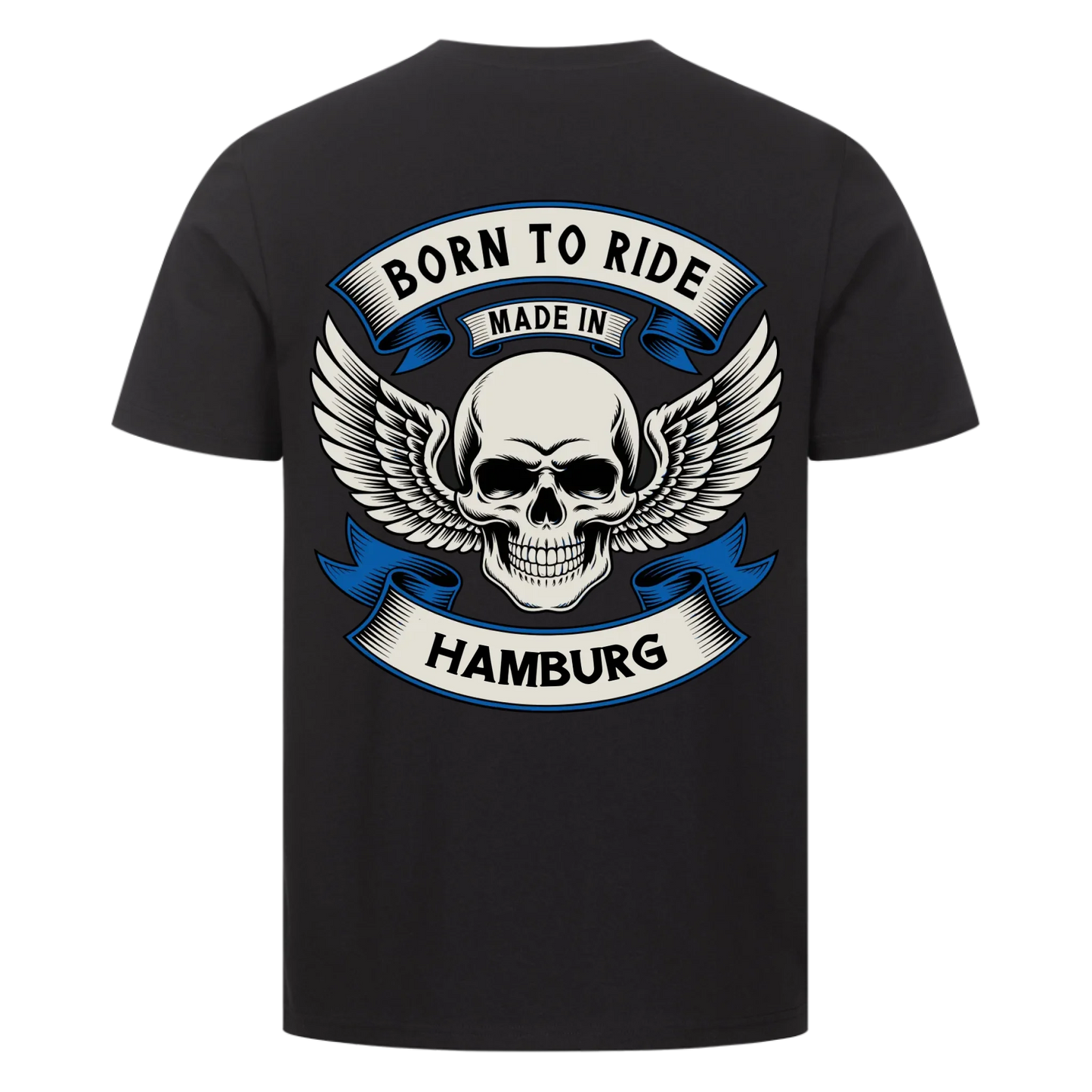 Born to ride made in [Ort] – Personalisiertes Biker Premium T-Shirt