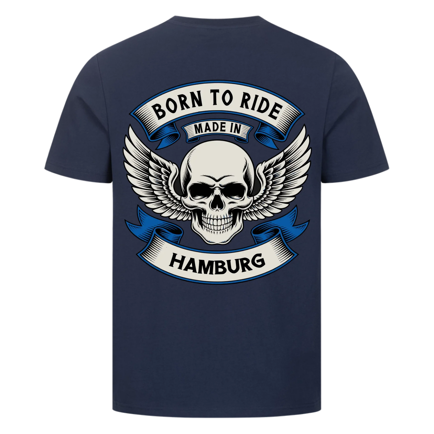 Born to ride made in [Ort] – Personalisiertes Biker Premium T-Shirt