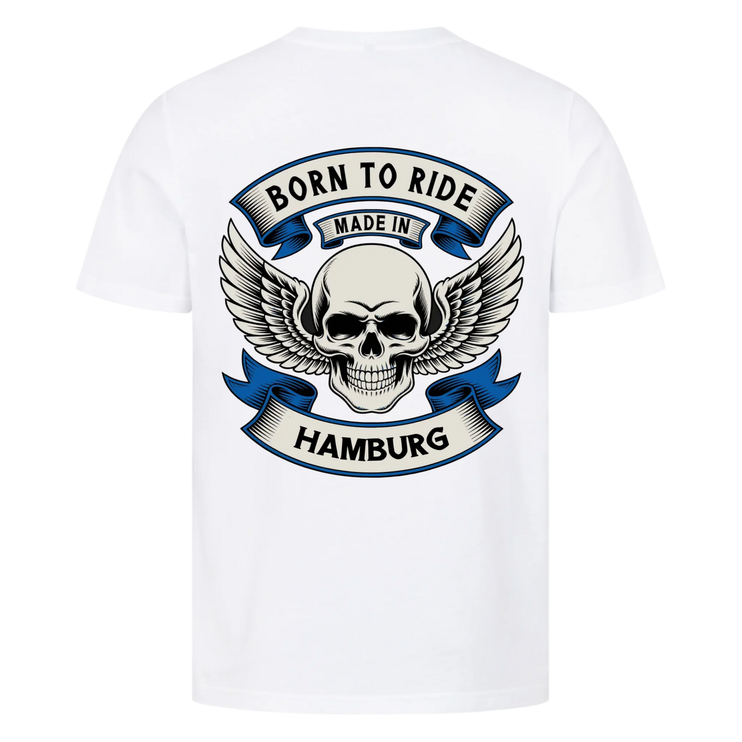 Born to ride made in [Ort] – Personalisiertes Biker Premium T-Shirt