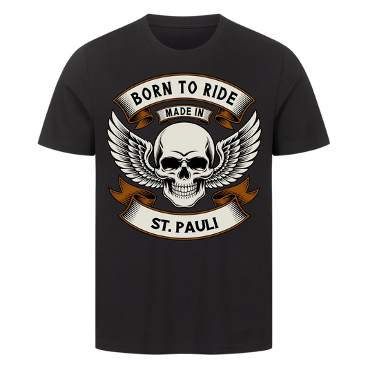 Born to ride made in [Ort] – Personalisiertes Biker Premium T-Shirt 18