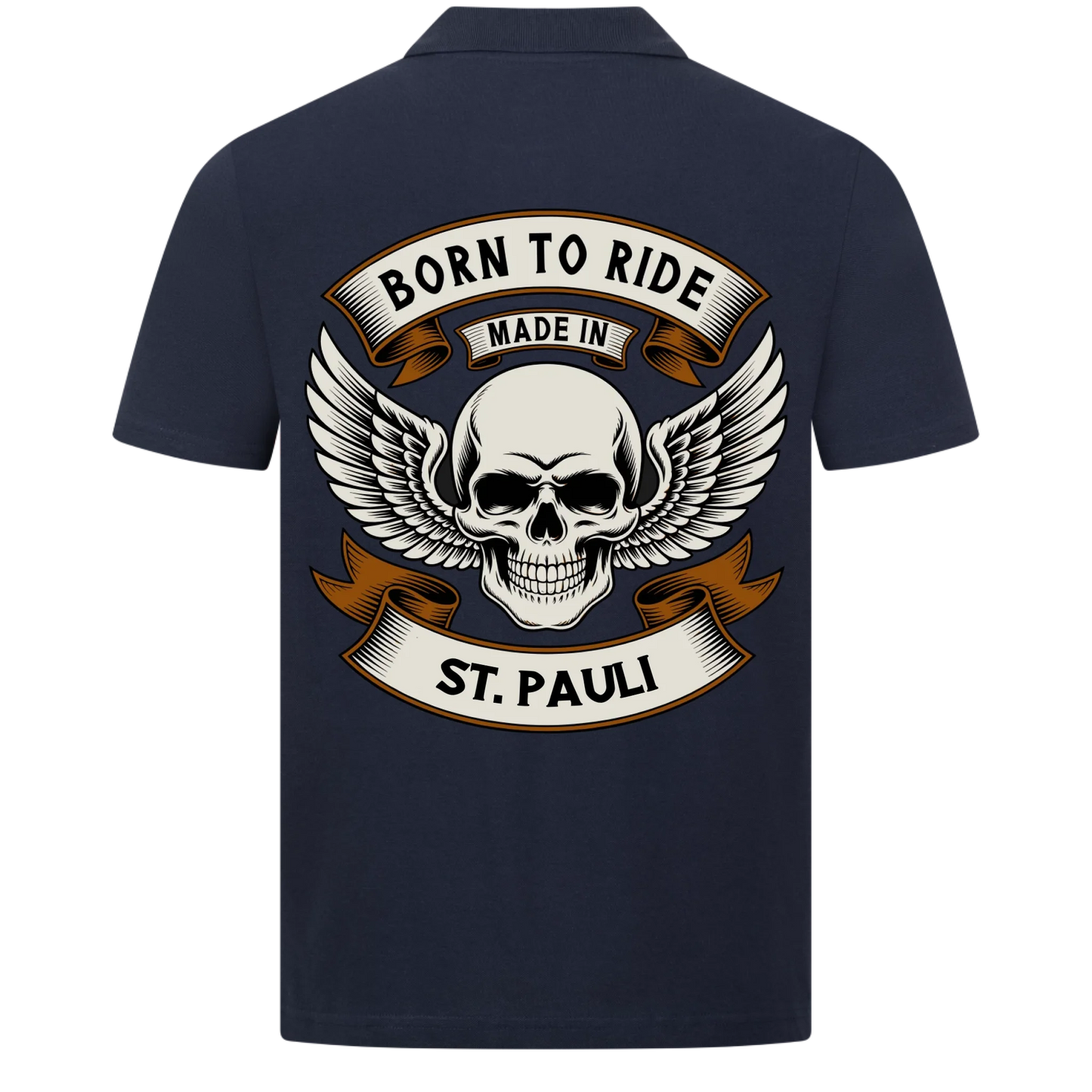 Born to Ride made in [Ort] – Personalisiertes Biker Poloshirt Brustlogo 18