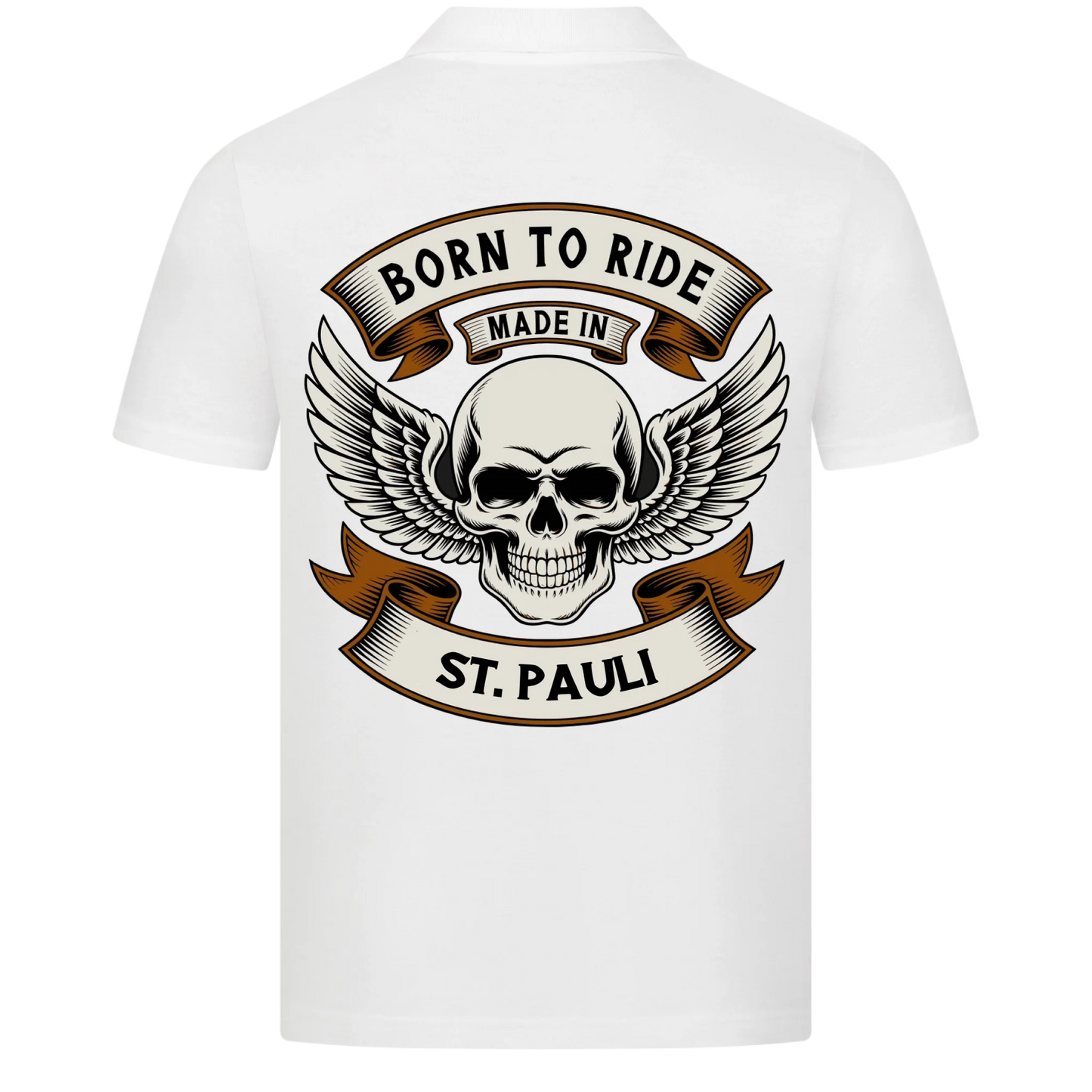 Born to Ride made in [Ort] – Personalisiertes Biker Poloshirt Brustlogo 18