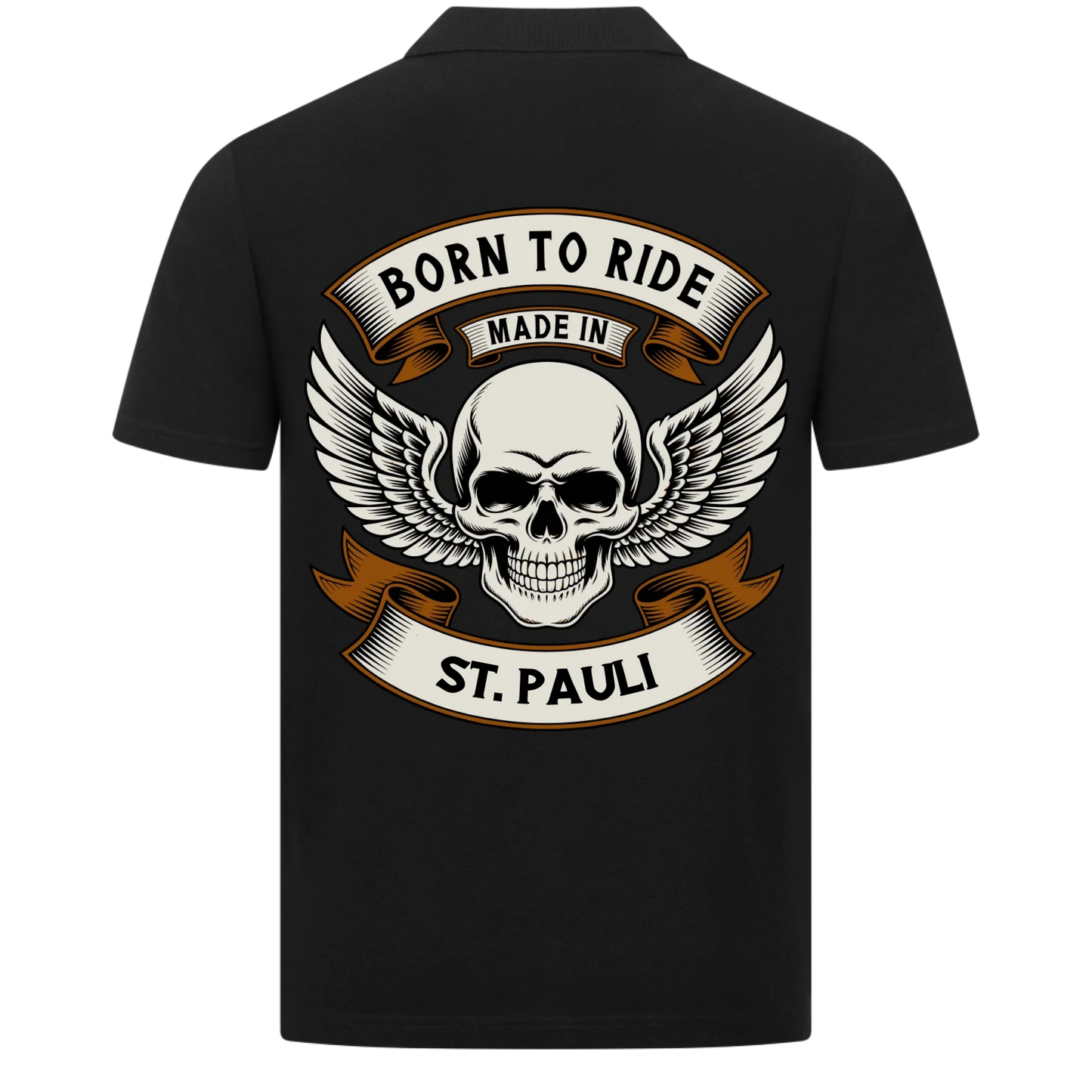 Born to Ride made in [Ort] – Personalisiertes Biker Poloshirt Brustlogo 18