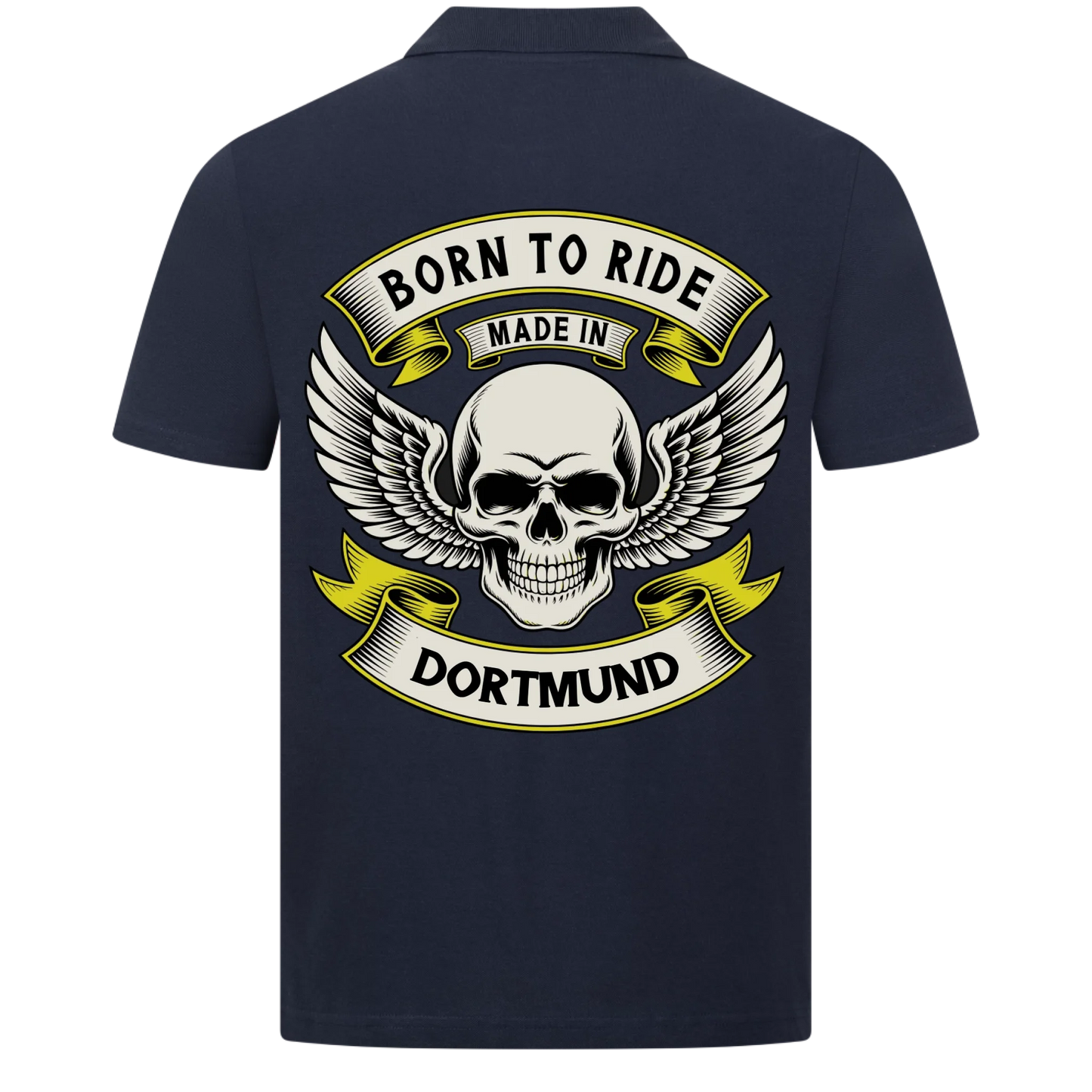 Born to Ride made in [Ort] – Personalisiertes Biker Poloshirt Brustlogo 19