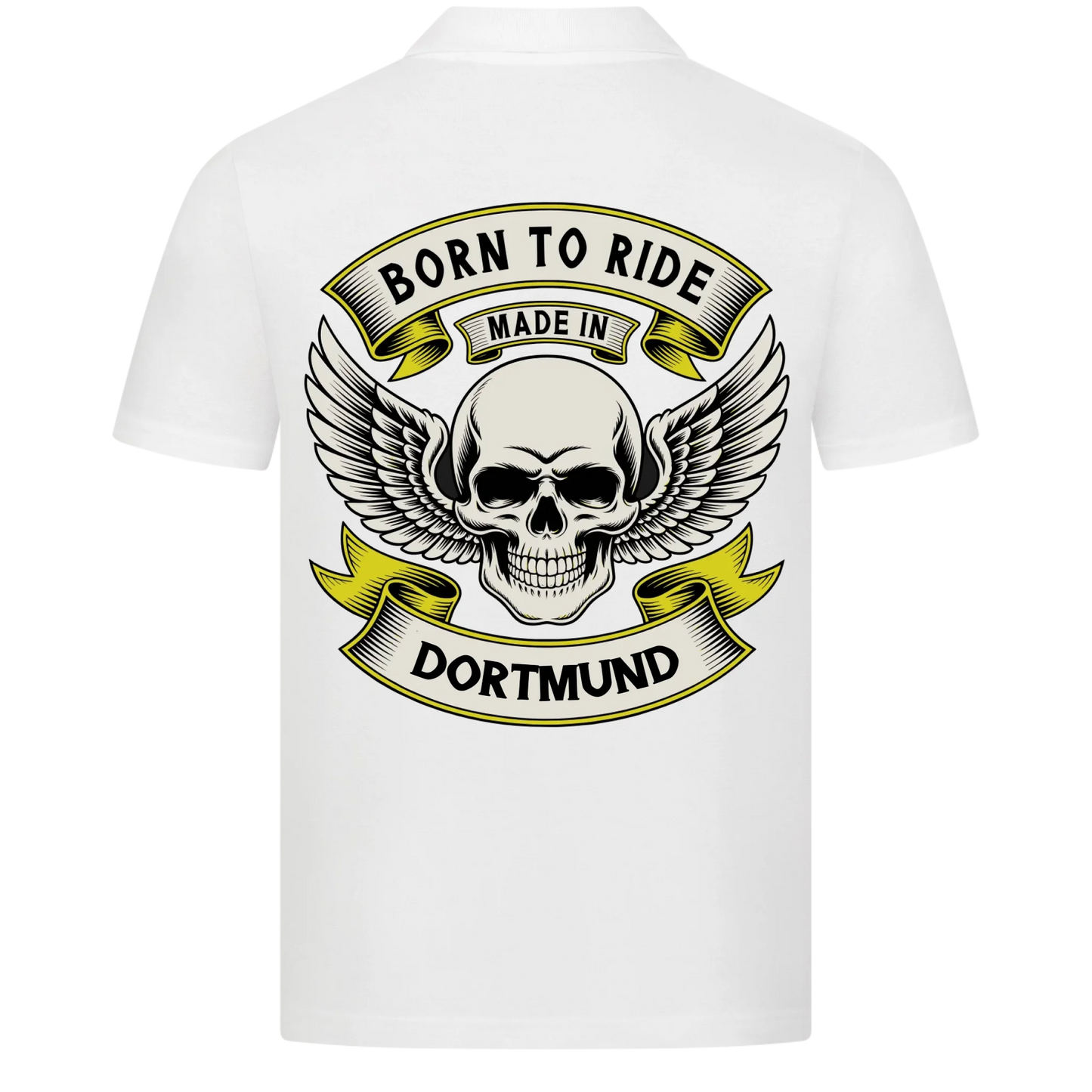 Born to Ride made in [Ort] – Personalisiertes Biker Poloshirt Brustlogo 19