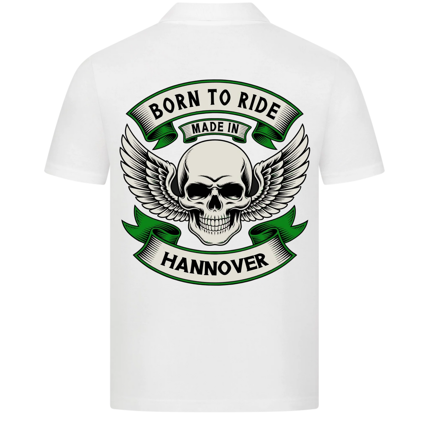 Born to Ride made in [Ort] – Personalisiertes Biker Poloshirt Brustlogo 20