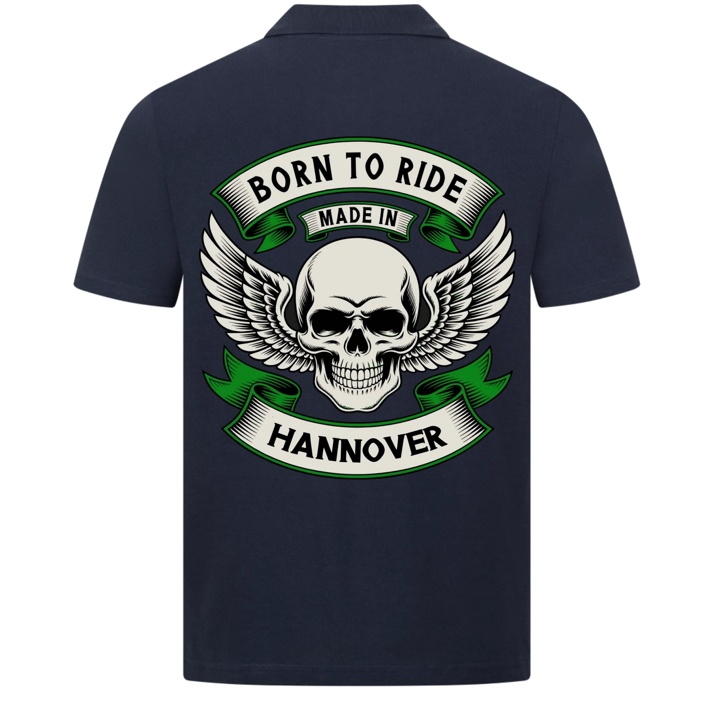 Born to Ride made in [Ort] – Personalisiertes Biker Poloshirt Brustlogo 20