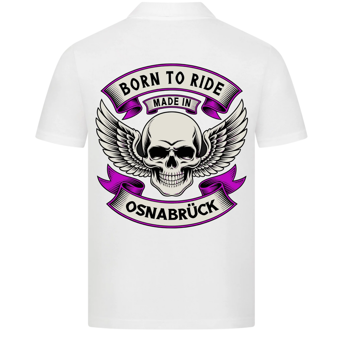 Born to Ride made in [Ort] – Personalisiertes Biker Poloshirt Brustlogo 21