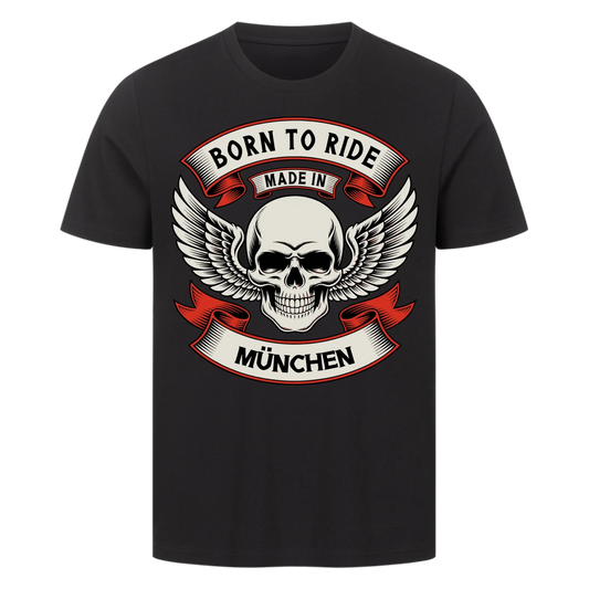 Born to ride made in [Ort] – Personalisiertes Biker Premium T-Shirt 22