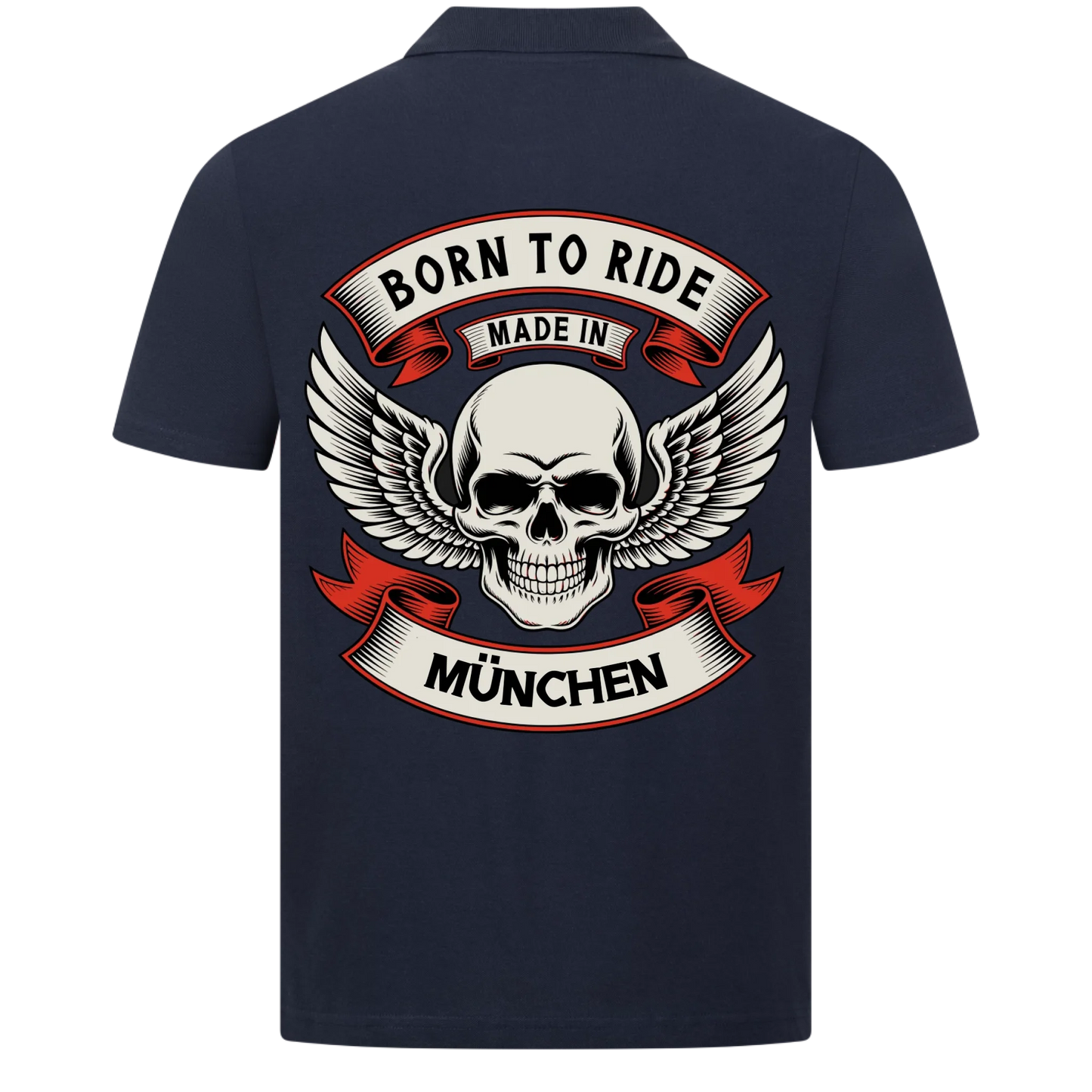 Born to Ride made in [Ort] – Personalisiertes Biker Poloshirt Brustlogo 22