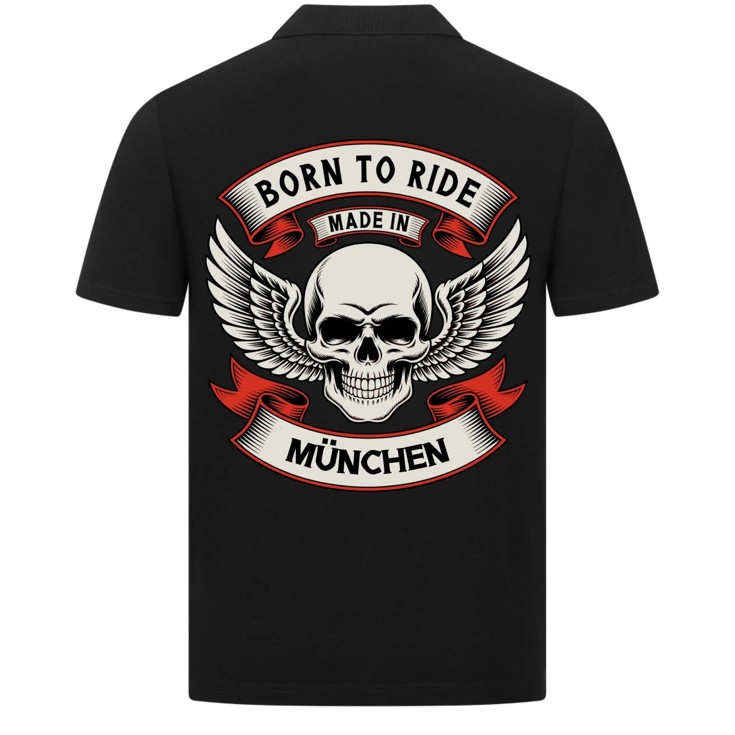 Born to Ride made in [Ort] – Personalisiertes Biker Poloshirt Brustlogo 22