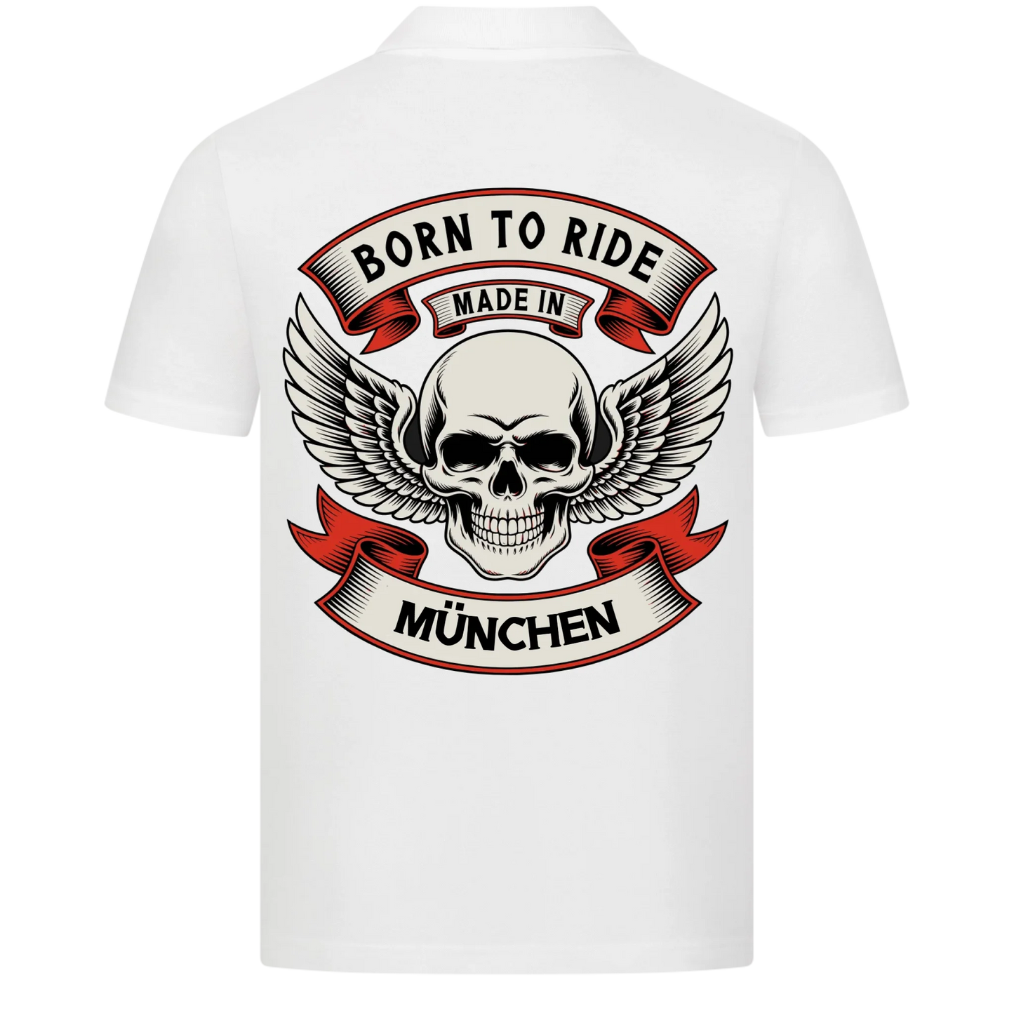 Born to Ride made in [Ort] – Personalisiertes Biker Poloshirt Brustlogo 22