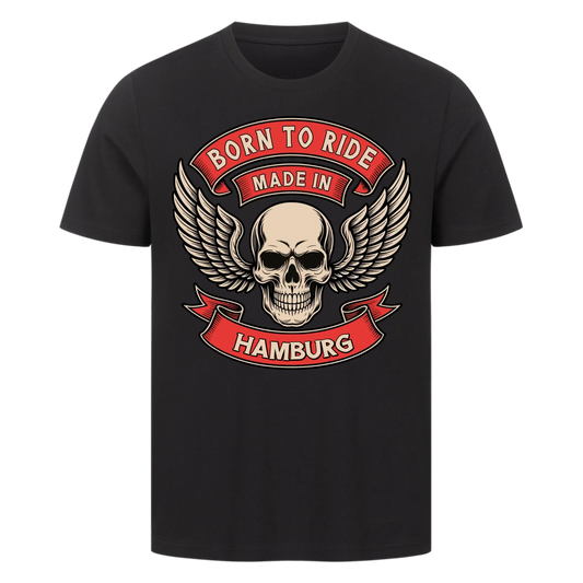 Born to ride made in [Ort] – Personalisiertes Biker Premium T-Shirt 23