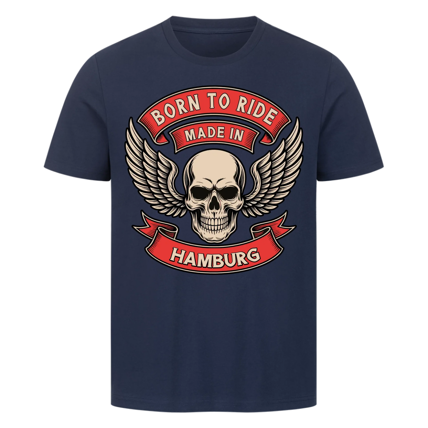 Born to ride made in [Ort] – Personalisiertes Biker Premium T-Shirt 23