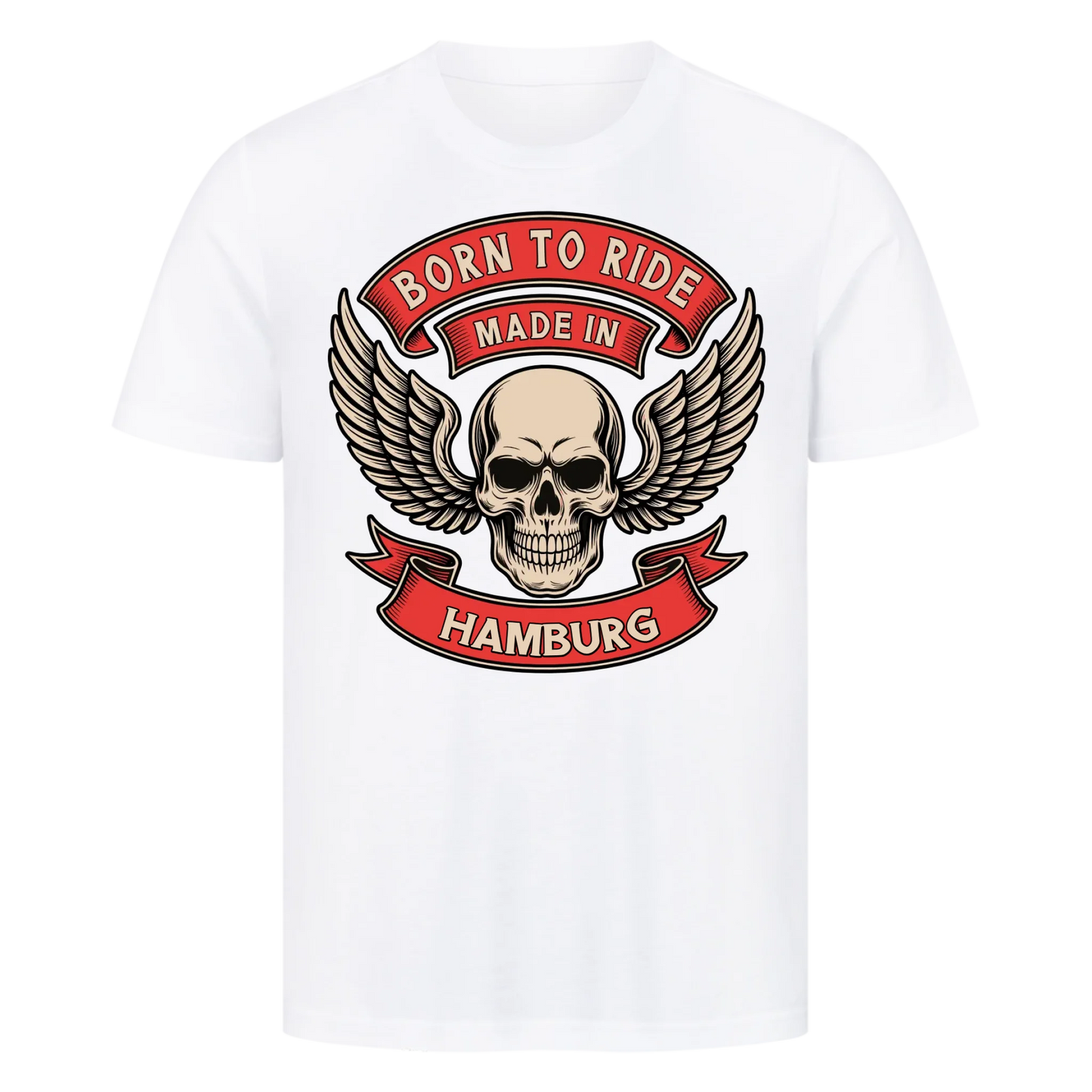 Born to ride made in [Ort] – Personalisiertes Biker Premium T-Shirt 23