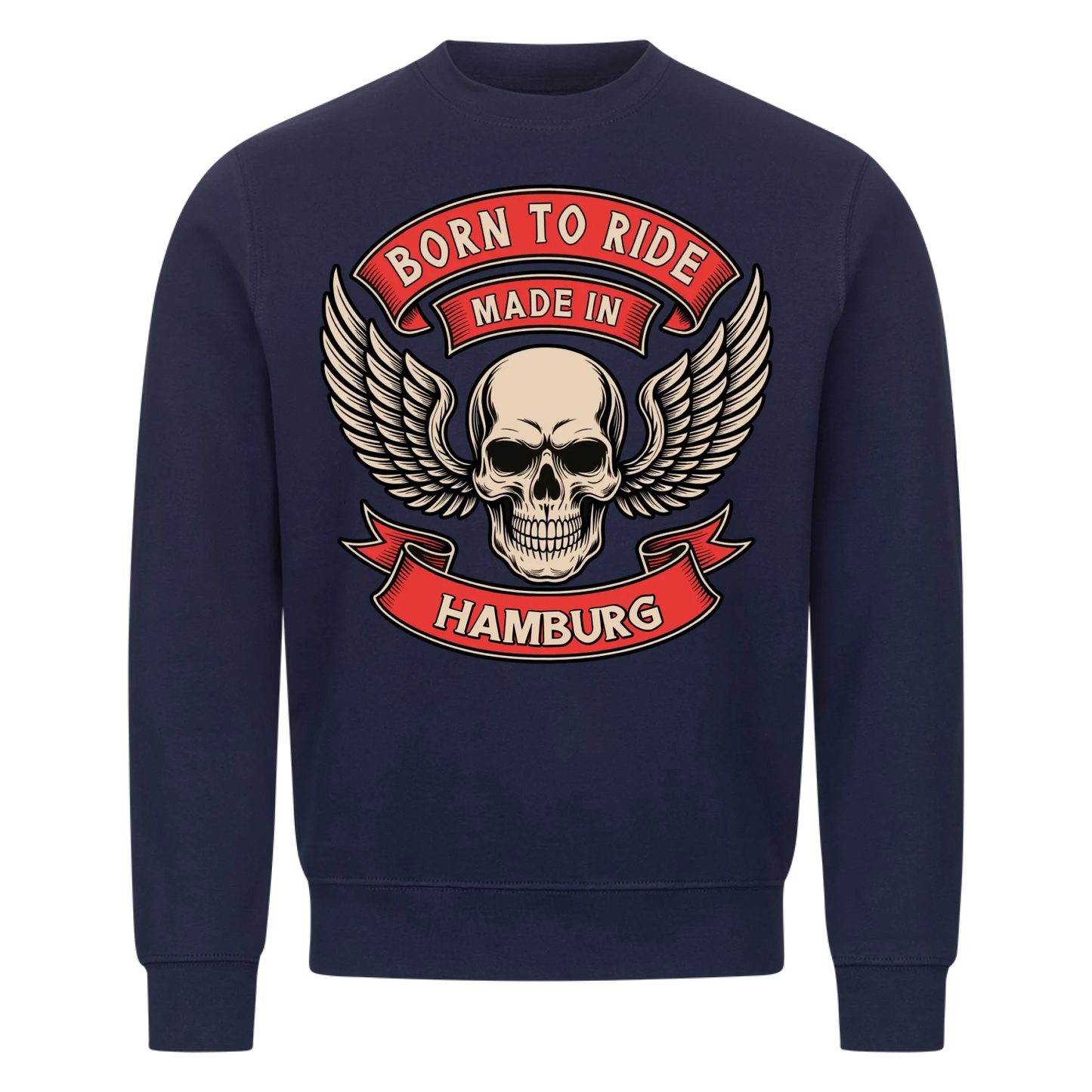 Born to ride made in [Ort] – Personalisiertes Biker Premium Sweatshirt 23