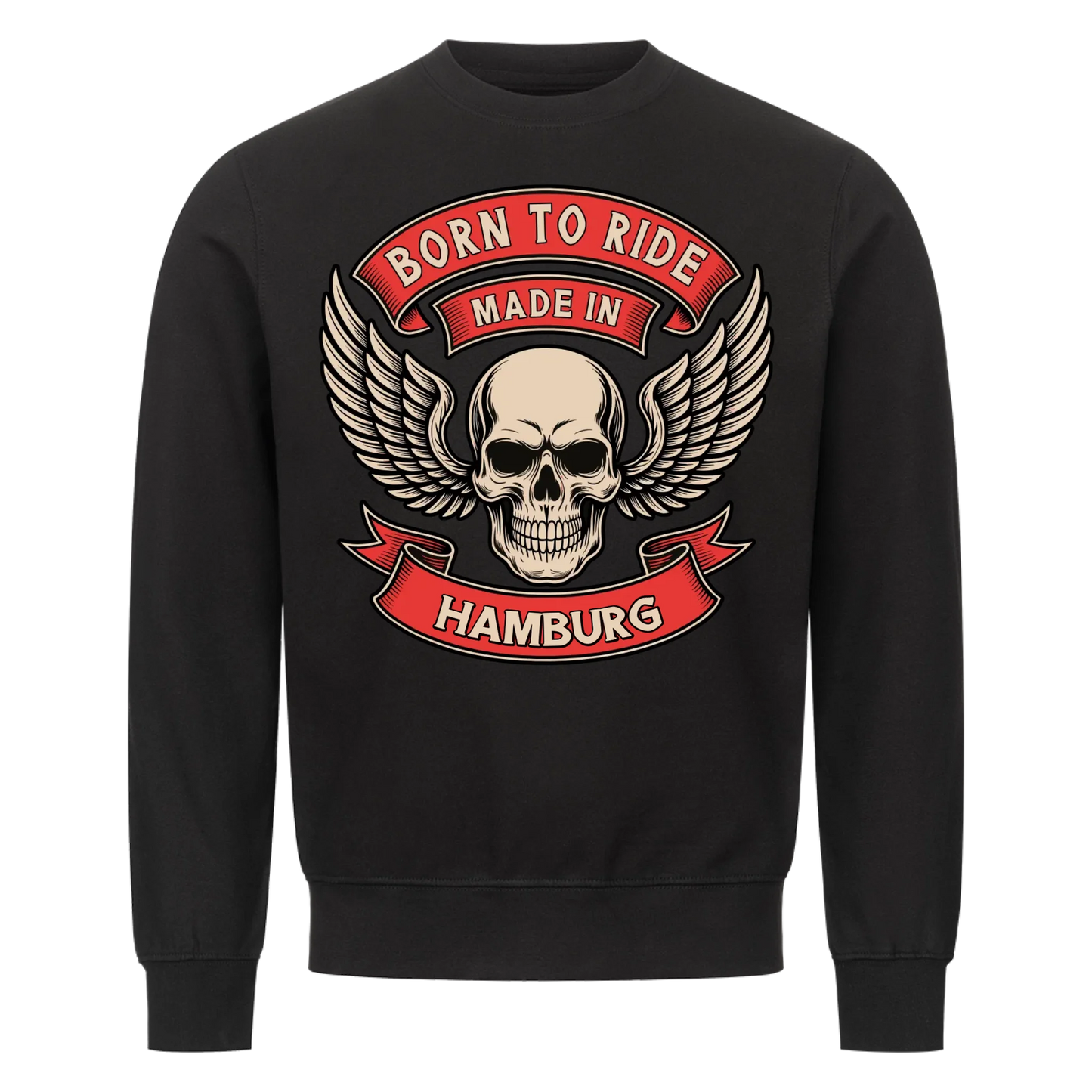 Born to ride made in [Ort] – Personalisiertes Biker Premium Sweatshirt 23