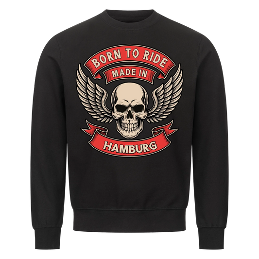 Born to ride made in [Ort] – Personalisiertes Biker Premium Sweatshirt 23