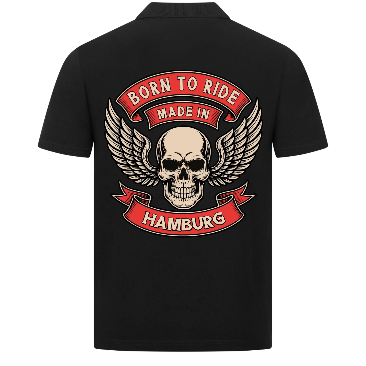 Born to Ride made in [Ort] – Personalisiertes Biker Poloshirt Brustlogo 23