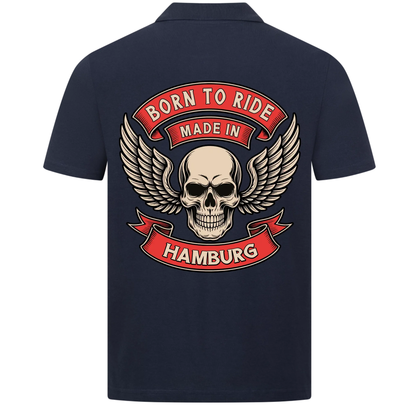 Born to Ride made in [Ort] – Personalisiertes Biker Poloshirt Brustlogo 23