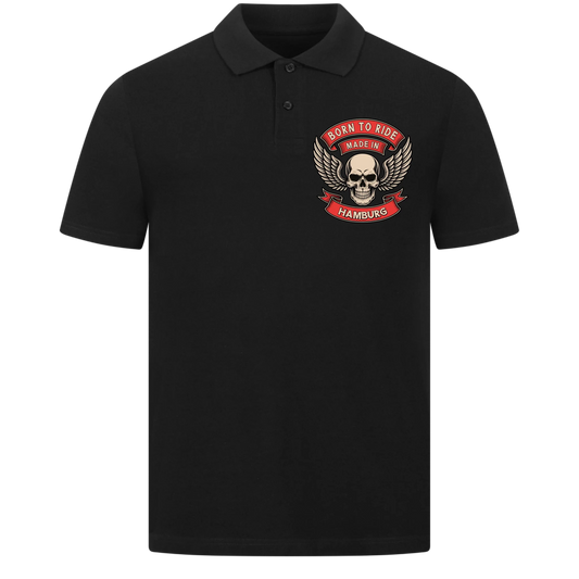 Born to Ride made in [Ort] – Personalisiertes Biker Poloshirt Brustlogo 23