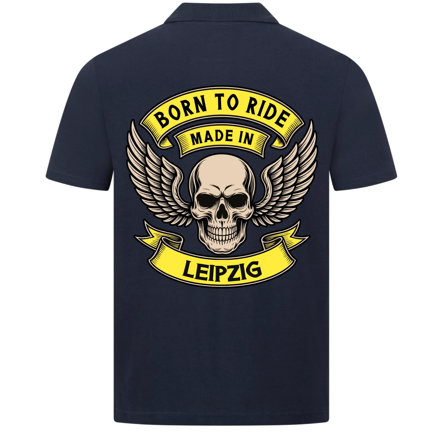 Born to Ride made in [Ort] – Personalisiertes Biker Poloshirt Brustlogo 24