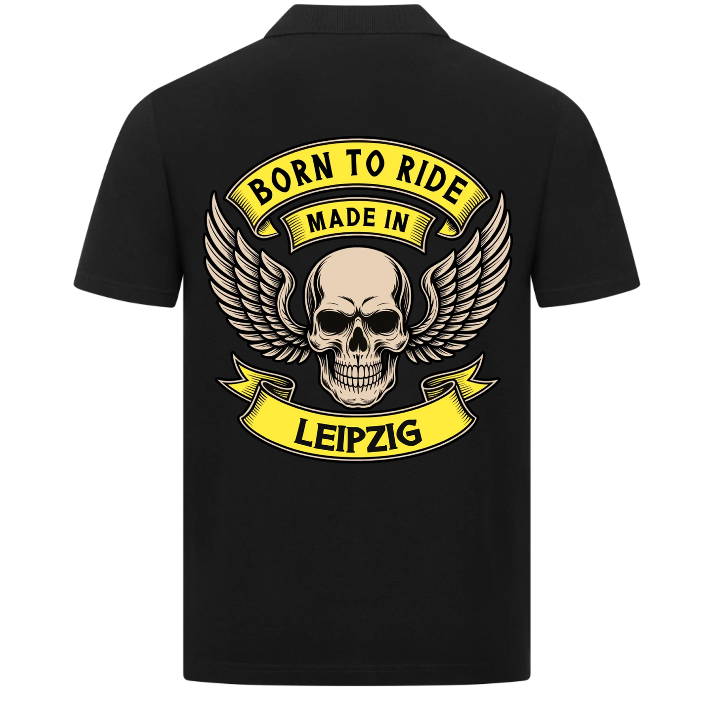Born to Ride made in [Ort] – Personalisiertes Biker Poloshirt Brustlogo 24
