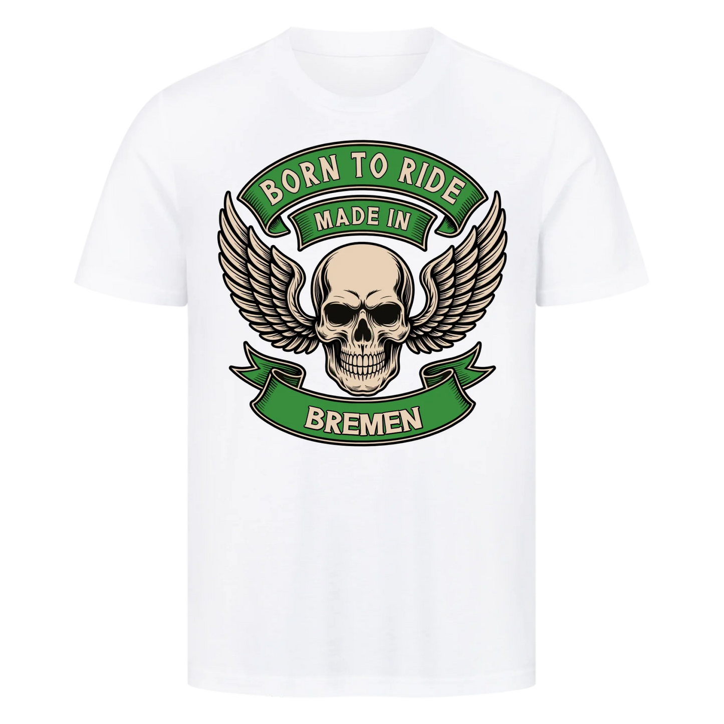 Born to ride made in [Ort] – Personalisiertes Biker Premium T-Shirt 25