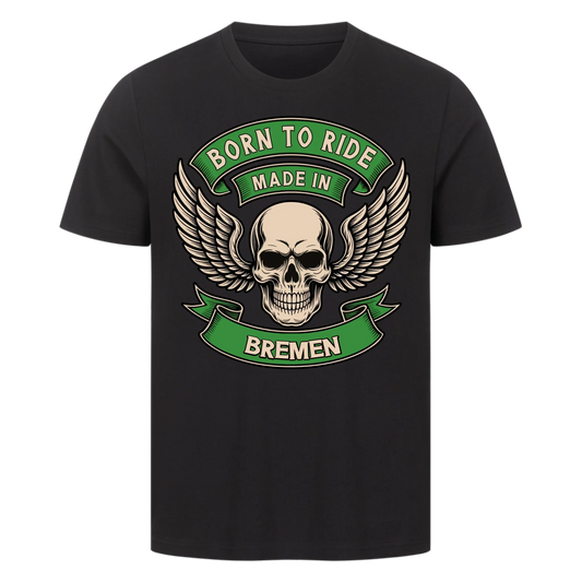 Born to ride made in [Ort] – Personalisiertes Biker Premium T-Shirt 25