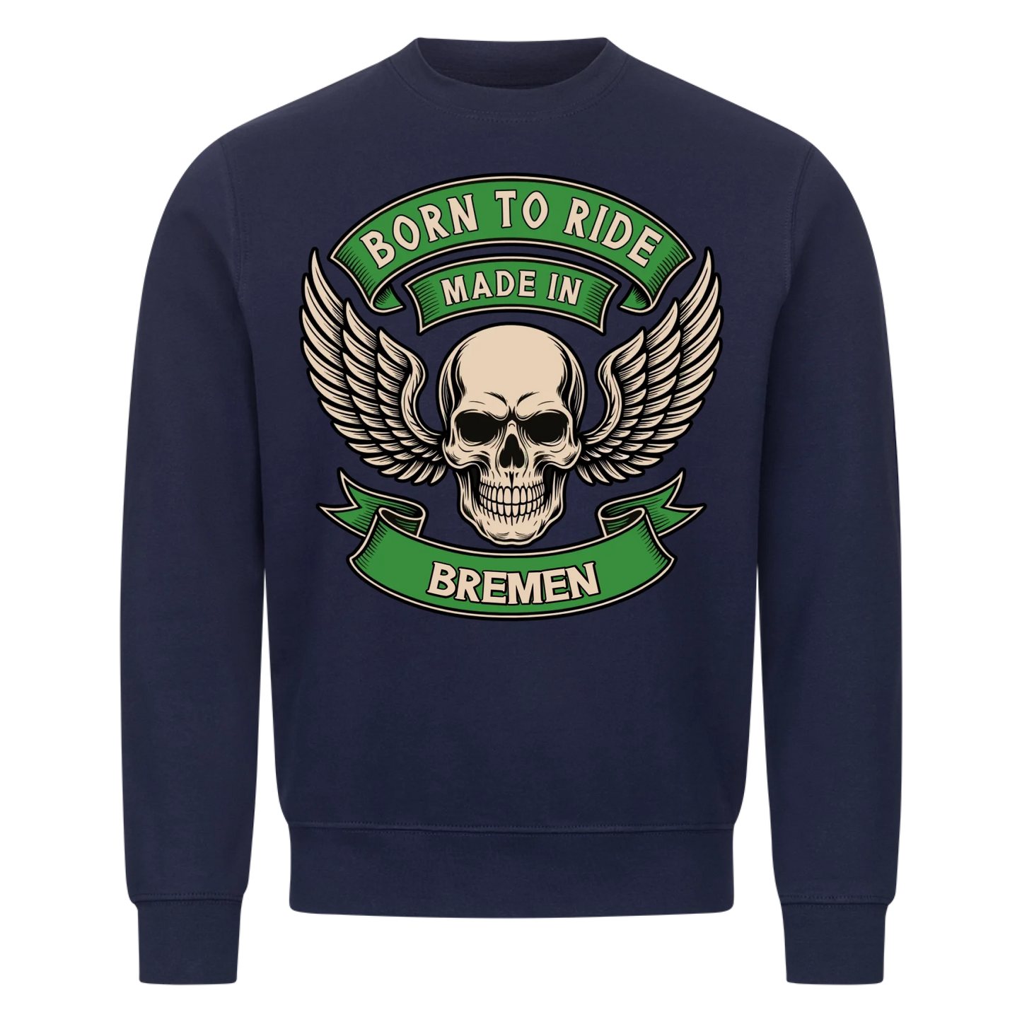 Born to ride made in [Ort] – Personalisiertes Biker Premium Sweatshirt 25