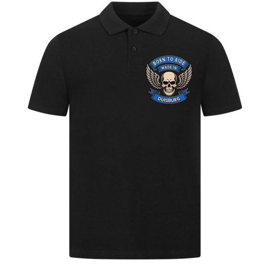 Born to Ride made in [Ort] – Personalisiertes Biker Poloshirt Brustlogo 26