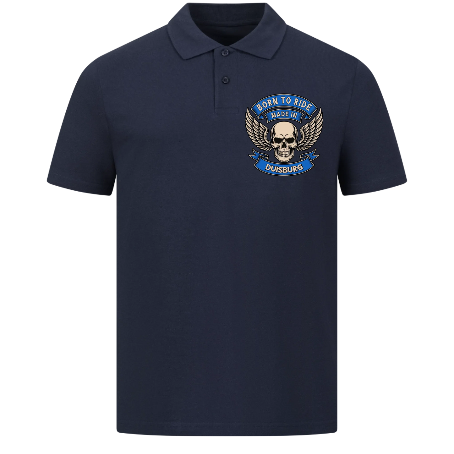 Born to Ride made in [Ort] – Personalisiertes Biker Poloshirt Brustlogo 26